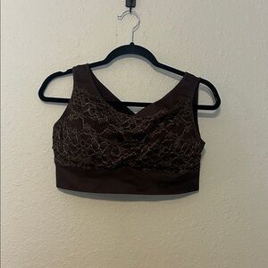 Sankom Patent Bra in Brown and Gold Lace Size‎ XL-XXL